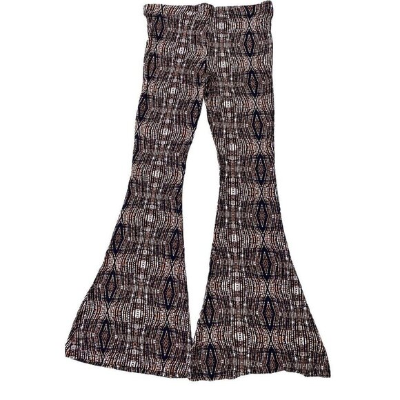 Volcom Women Brown Printed Secrecy Rust Stretch Flare Casual Pants Size S M L - Picture 8 of 16